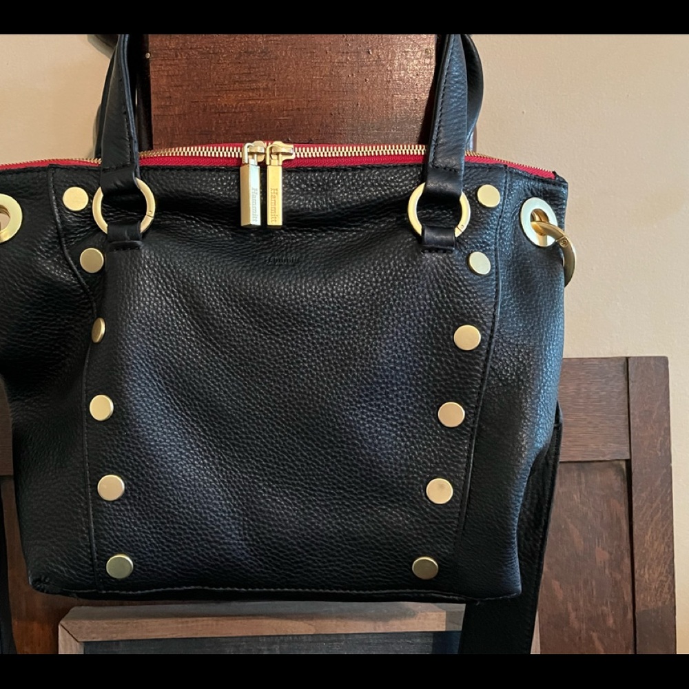 COPY - Hammitt Daniel Medium Purse luxurious black leather with brushed gold ha…